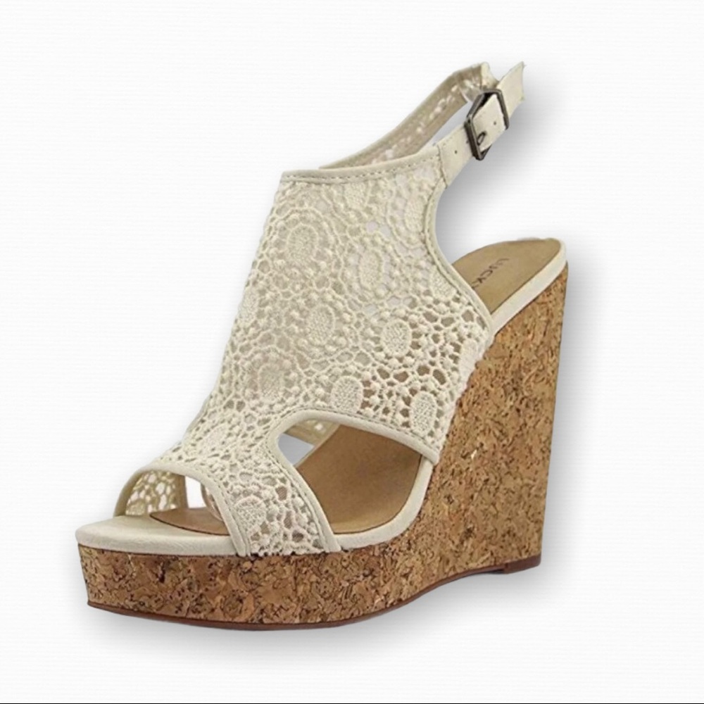 LUCKY BRAND Raziah White Lace Wedges - SALE!